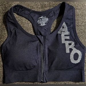 Aeropostale Sports Bra - Front Zip (Black, Size Small / Petite)